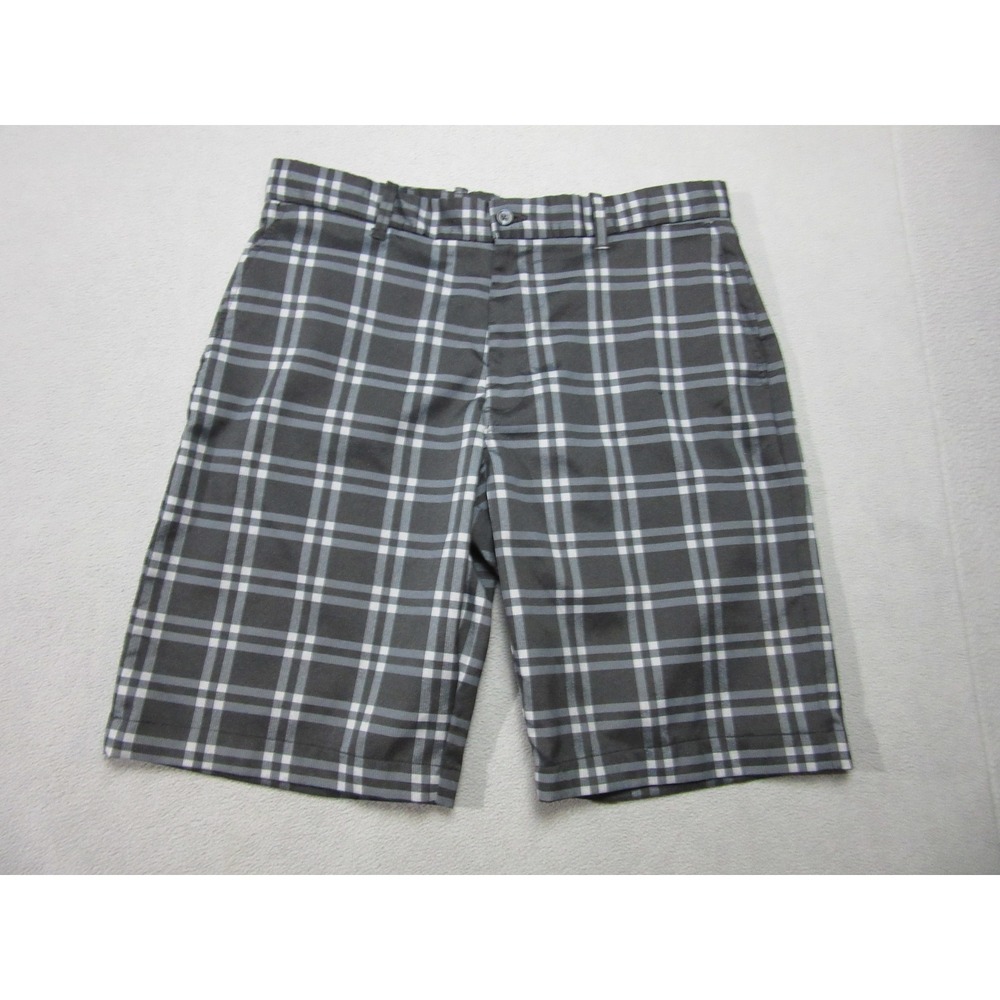 Snake Eyes Golf Shorts Mens 36 Black Gray Plaid  Stretch Performance